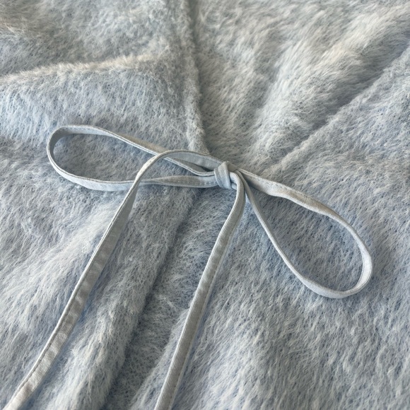 Topshop Light Blue Fuzzy Tie-Front Cardigan - Picture 5 of 6